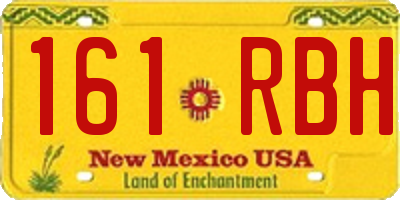 NM license plate 161RBH