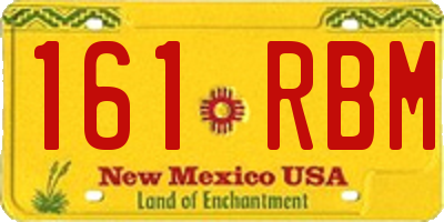 NM license plate 161RBM