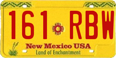 NM license plate 161RBW