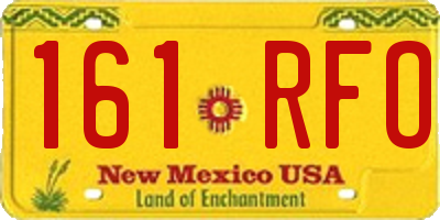 NM license plate 161RFO