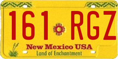 NM license plate 161RGZ