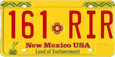 NM license plate 161RIR