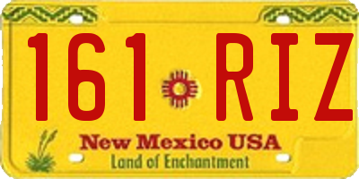 NM license plate 161RIZ