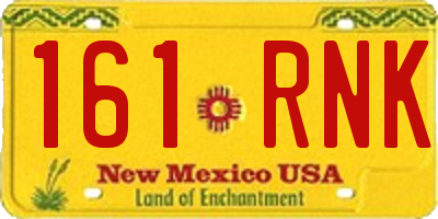 NM license plate 161RNK