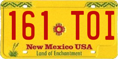 NM license plate 161TOI