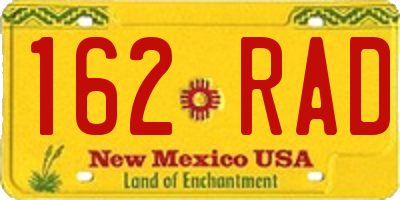 NM license plate 162RAD