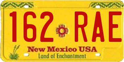 NM license plate 162RAE