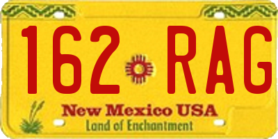 NM license plate 162RAG