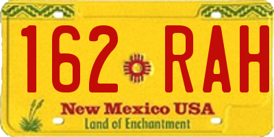 NM license plate 162RAH