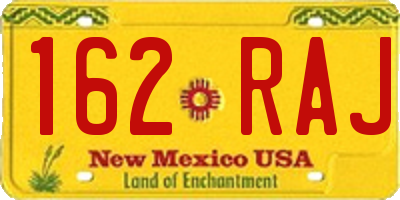 NM license plate 162RAJ