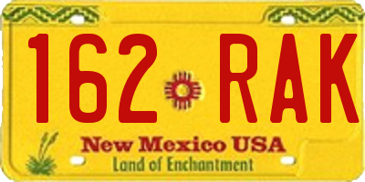 NM license plate 162RAK