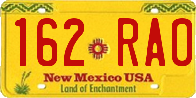 NM license plate 162RAO