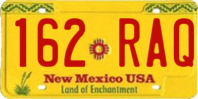 NM license plate 162RAQ