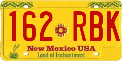 NM license plate 162RBK