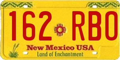 NM license plate 162RBO