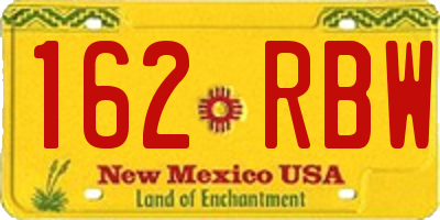 NM license plate 162RBW