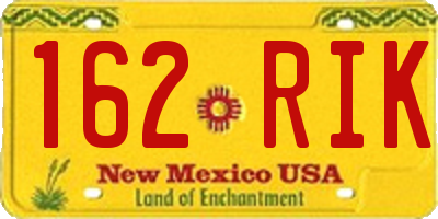 NM license plate 162RIK