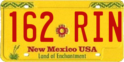 NM license plate 162RIN