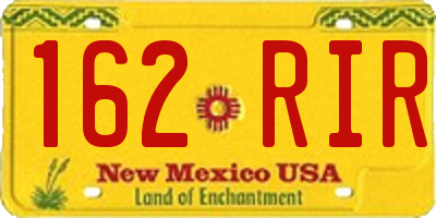 NM license plate 162RIR