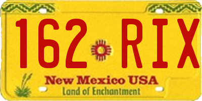 NM license plate 162RIX