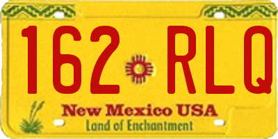 NM license plate 162RLQ