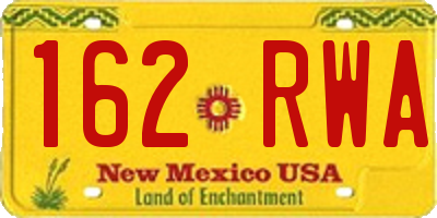 NM license plate 162RWA
