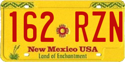 NM license plate 162RZN
