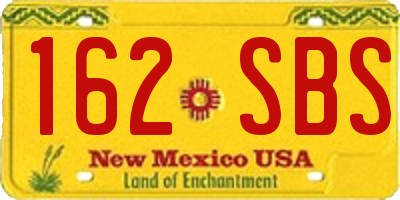 NM license plate 162SBS
