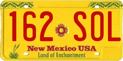 NM license plate 162SOL