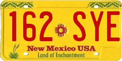 NM license plate 162SYE