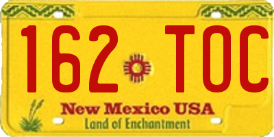 NM license plate 162TOC