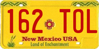 NM license plate 162TOL