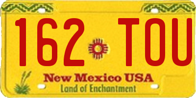 NM license plate 162TOU