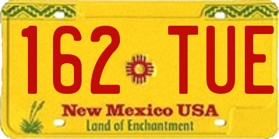 NM license plate 162TUE