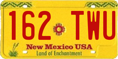 NM license plate 162TWU