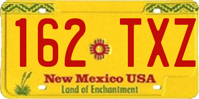 NM license plate 162TXZ