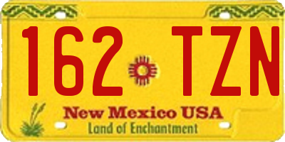NM license plate 162TZN