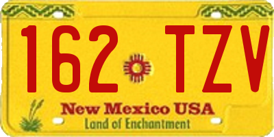 NM license plate 162TZV