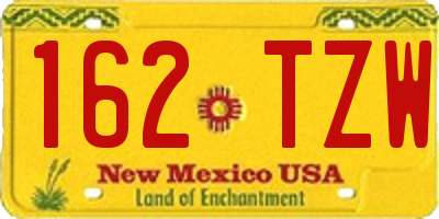 NM license plate 162TZW