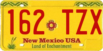 NM license plate 162TZX