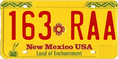 NM license plate 163RAA