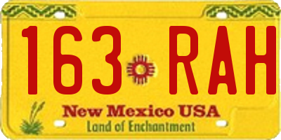 NM license plate 163RAH