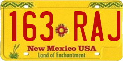 NM license plate 163RAJ