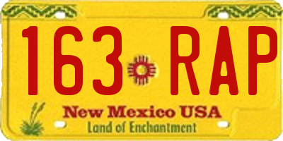 NM license plate 163RAP