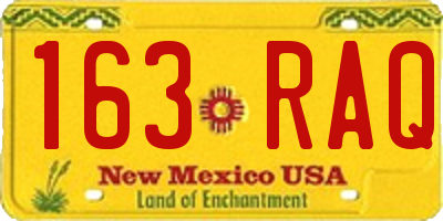 NM license plate 163RAQ