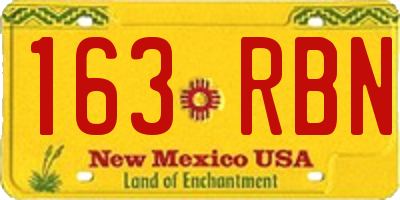 NM license plate 163RBN