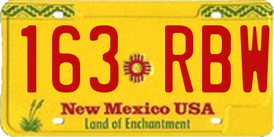 NM license plate 163RBW