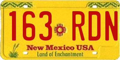 NM license plate 163RDN