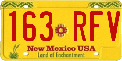NM license plate 163RFV