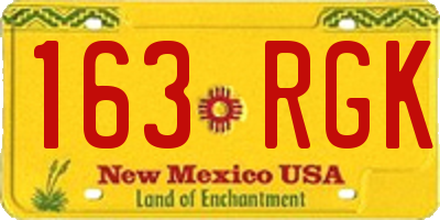 NM license plate 163RGK